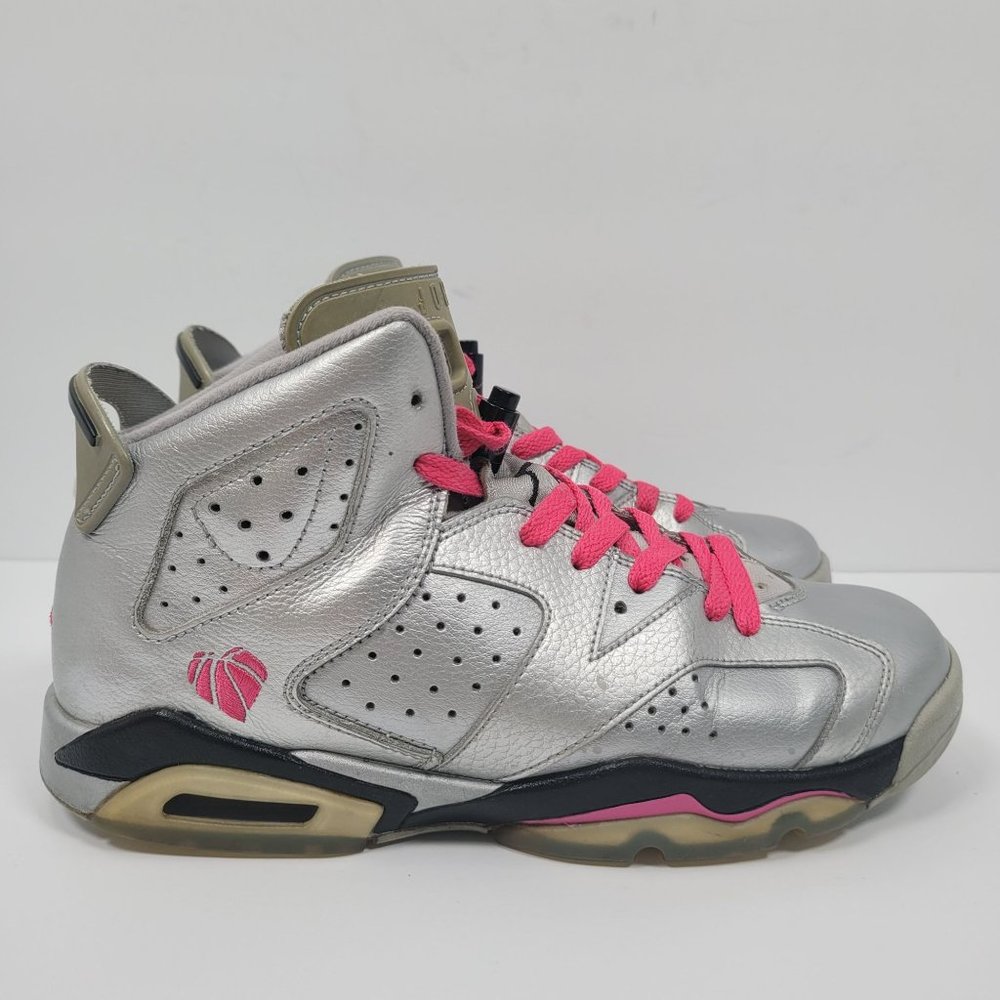 Nike Air Jordan Retro 6 GS Valentines Day Silver Youth Shoes 543390-009 US SZ 7Y